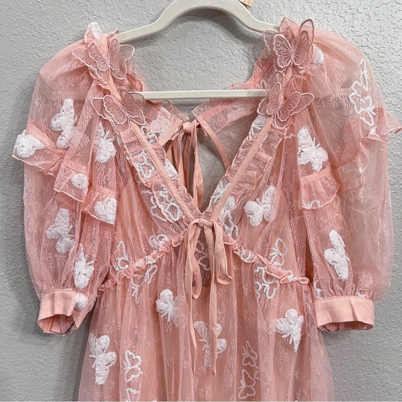 For love and lemons light peach lace mini dress in size small - Picture 3 of 16